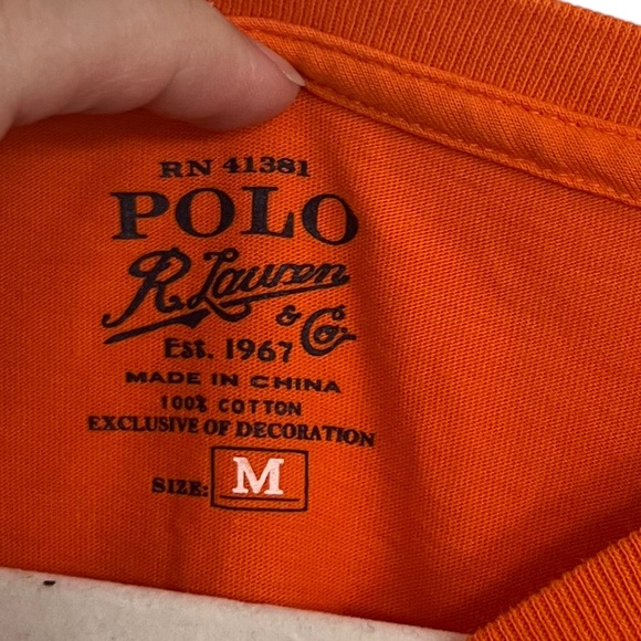 POLO RALPH LAUREN orange crewneck t-shirt. Size: Medium - Picture 3 of 3
